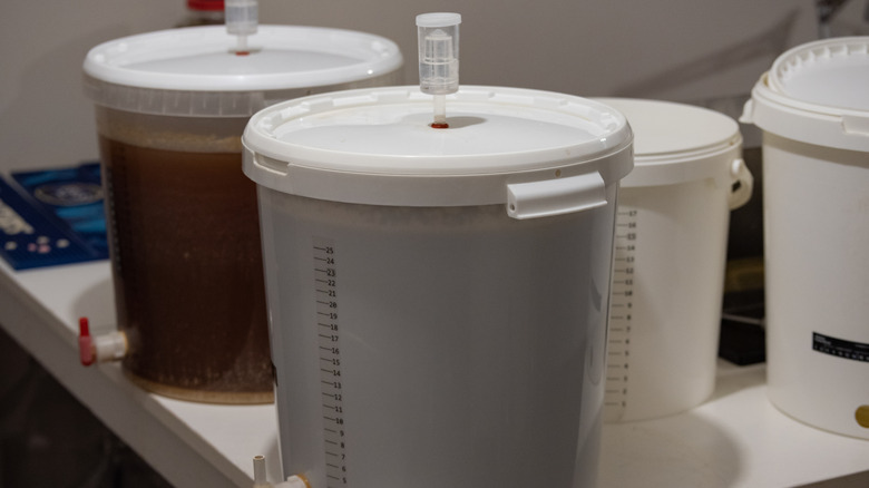 Fermentation buckets and airlocks