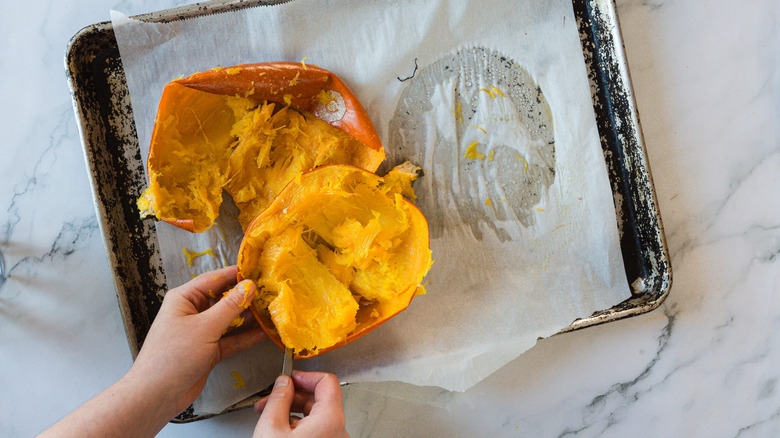 Hollowing out pumpkin