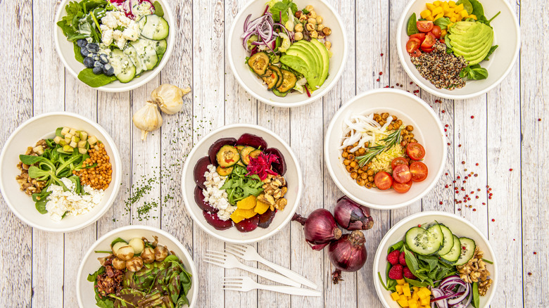 A selection of many salads
