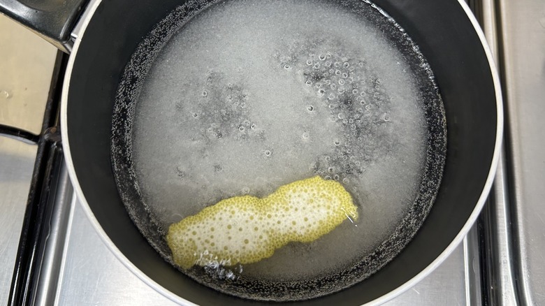 lemon peel in simple syrup