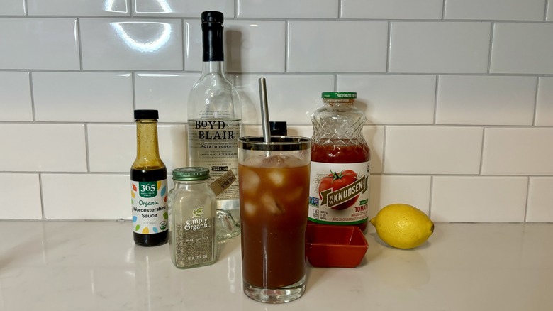 Bloody Mary ingredients and cocktail