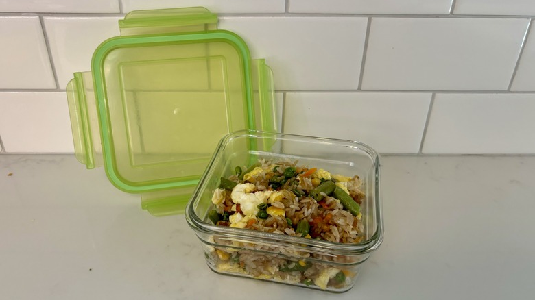 Fried rice in container