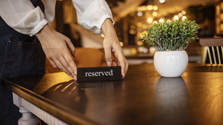 Reserved sign on table