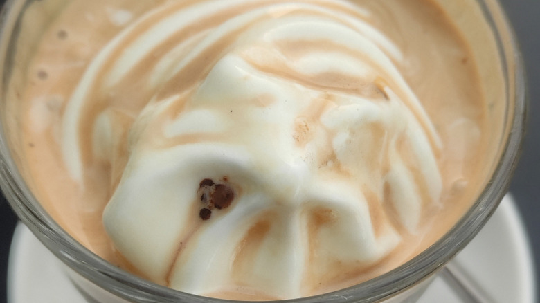 Close up of soft serve affogato