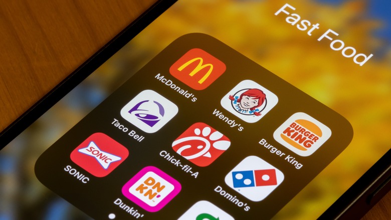 Smartphone screen displaying fast food apps