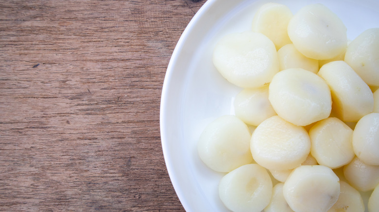 Plate of water chestnuts