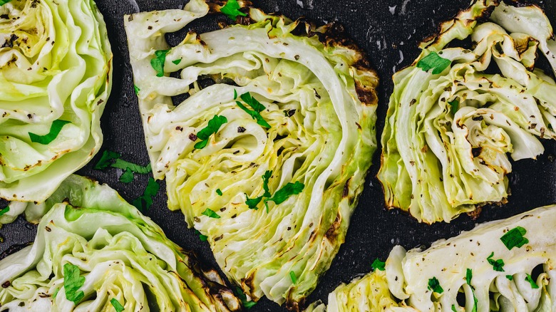 Roasted cabbage wedges