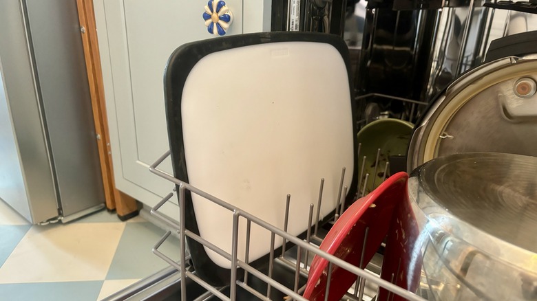 Cutting board in a dishwasher