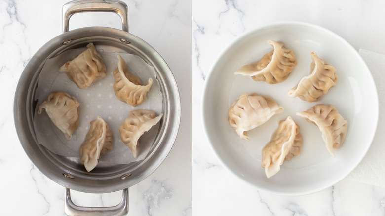 Dumplings in steamer