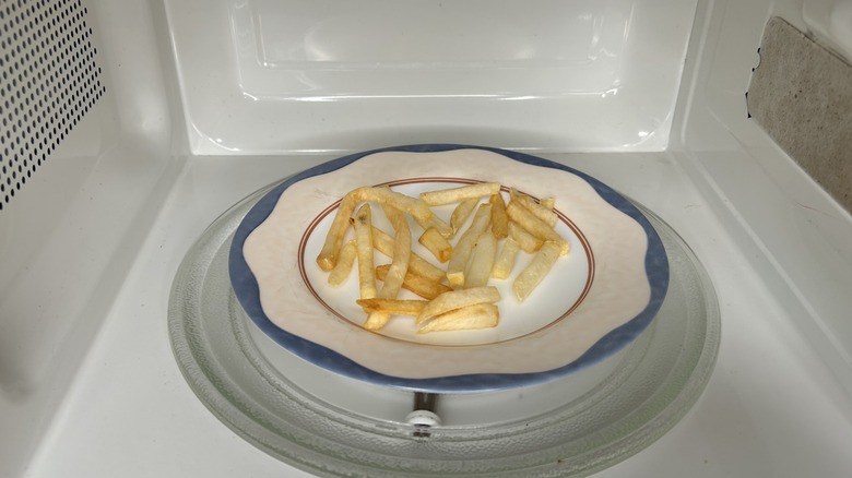 plate of fries in microwave