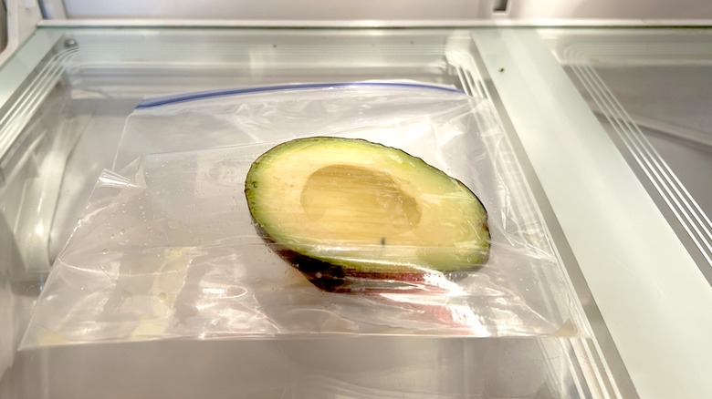 Avocado stored in refrigerator