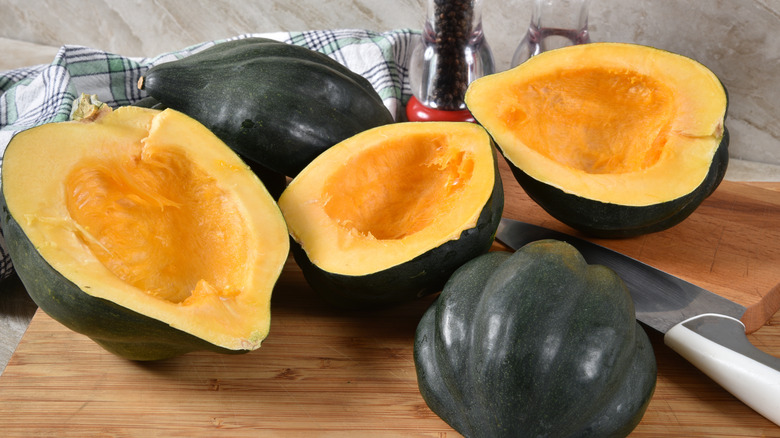 Acorn squash cut in half