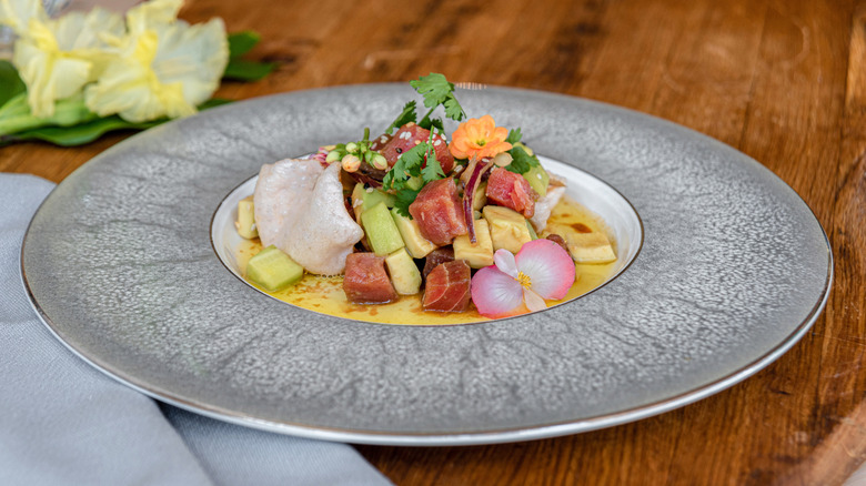 A bowl of tuna ceviche