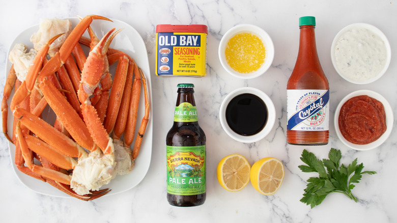 Ingredients for steaming crab legs