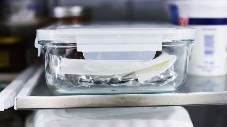 Bacon stored in refrigerator