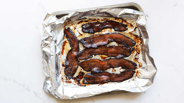 Roasted slices of crisp bacon