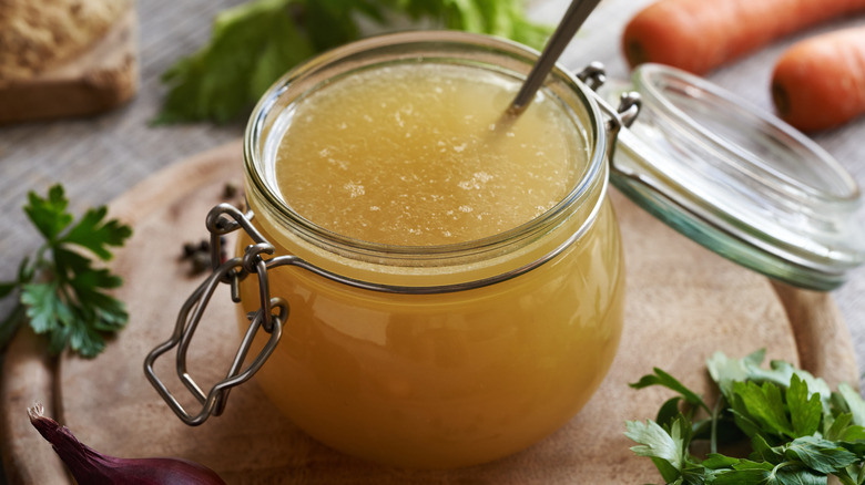 Jar of chicken broth