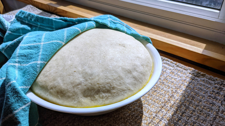 rising dough in a bowl