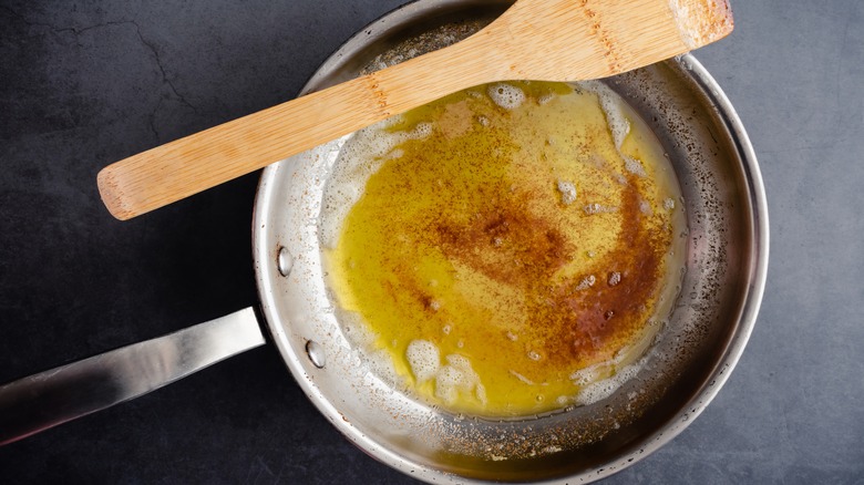 Brown butter in a pan