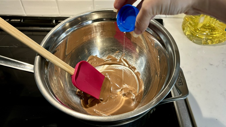 oil poured in chocolate