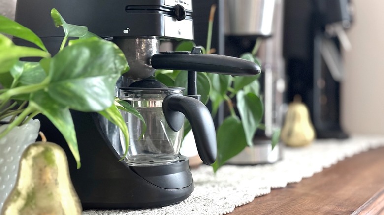 side angle of coffee bar with blurred background