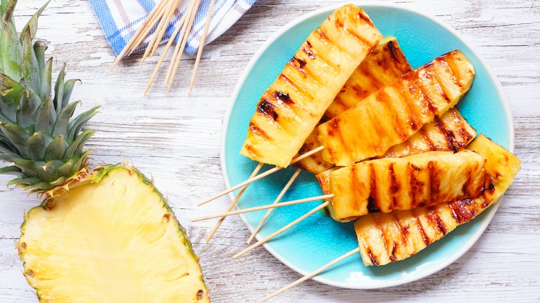 Grilled pineapple planks