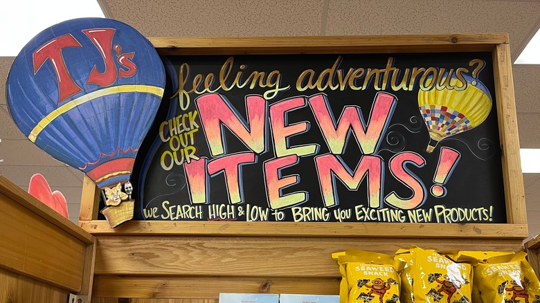 Trader Joe's new items sign