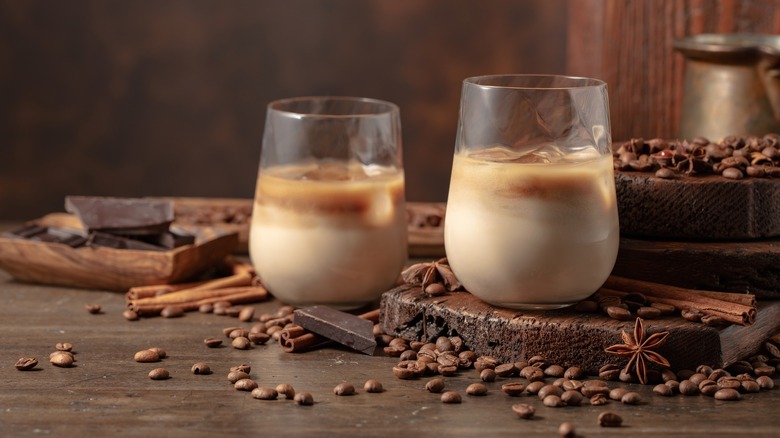 Two iced Irish cream cocktails