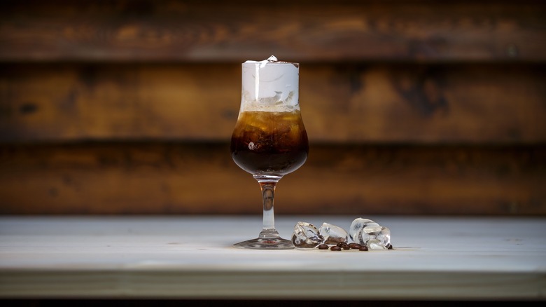 Irish iced coffee on table