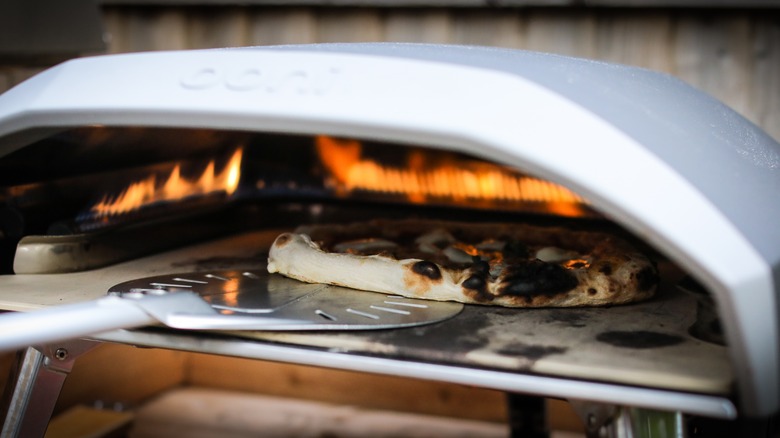 Pizza in a pizza oven