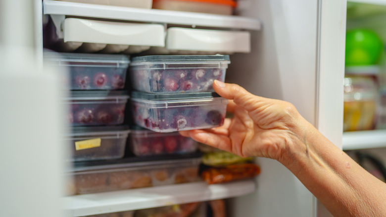 Freezer filled with storage containers