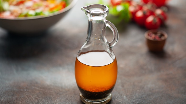 Bottle of homemade vinaigrette