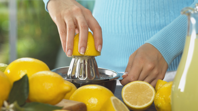 Lemons being juiced
