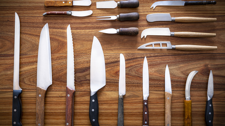 array of kitchen knives