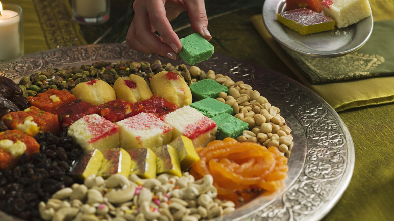 platter with Indian sweets and nuts