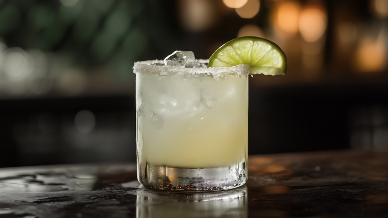 Margarita with lime and salt rim