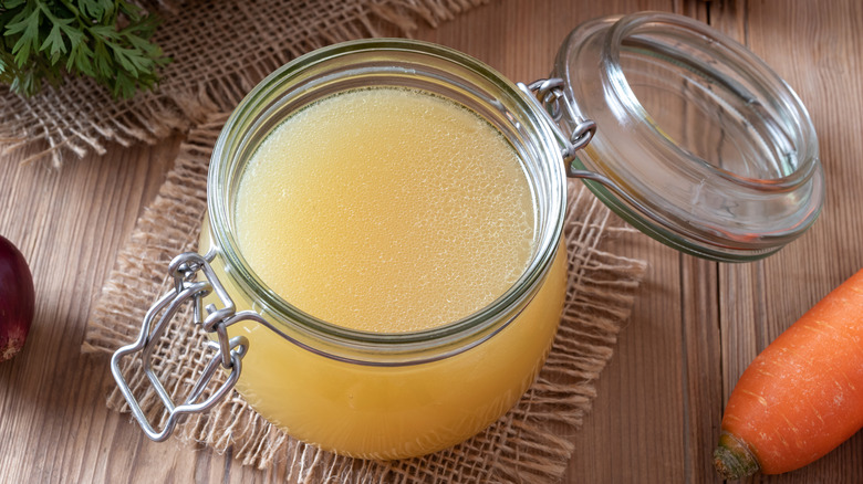 Jar of chicken stock