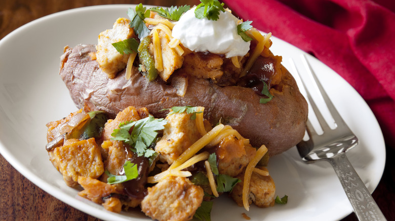 BBQ chicken baked potato