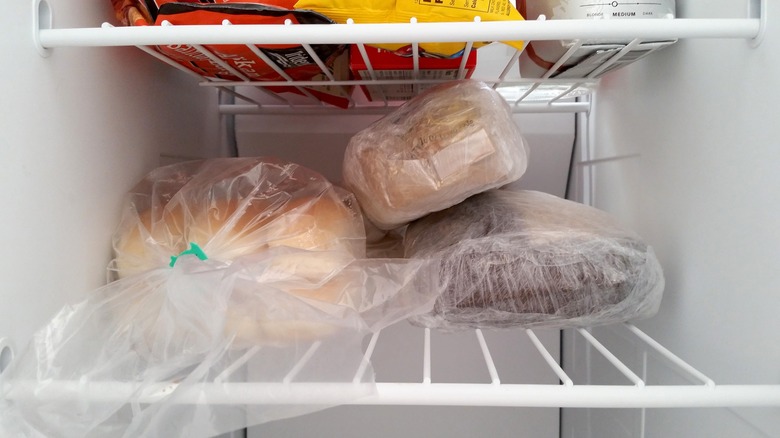 loaves of bread in freezer