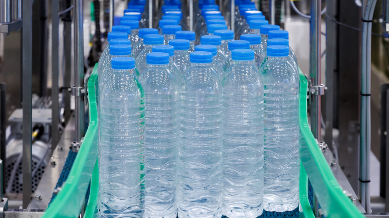 Bottles of water on a conveyor belt