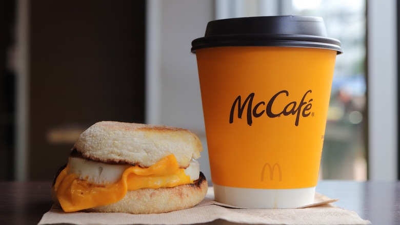 Coffee and a breakfast sandwich from McDonald's