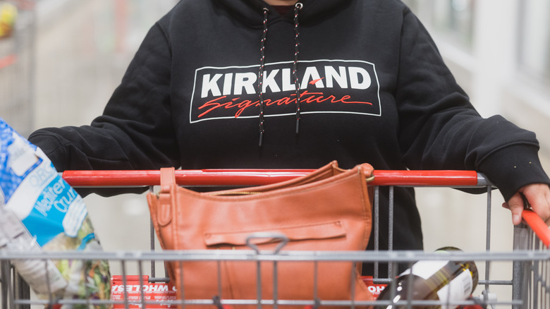 The Kirkland signature logo on a sweatshirt.