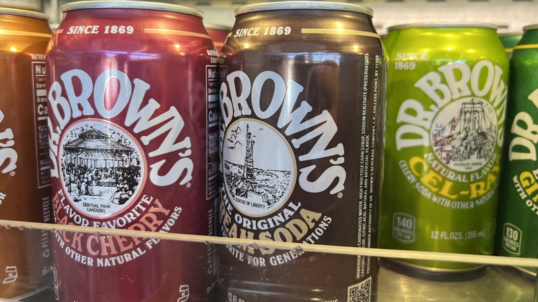 Cans of Dr. Brown's soda