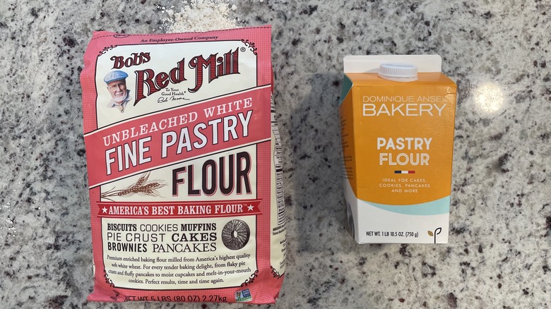 Pastry flour containers on counter