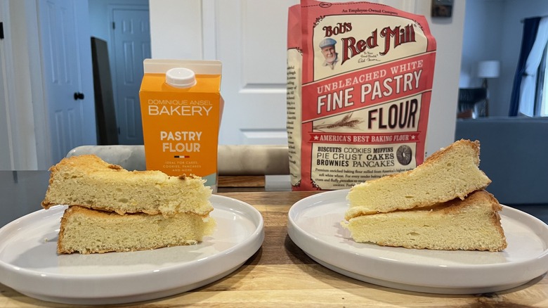 Sponge cake test with crumb showing 