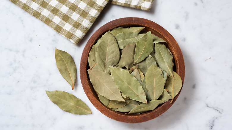 bowl of whole bay leaves