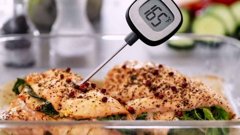 Chicken with meat thermometer