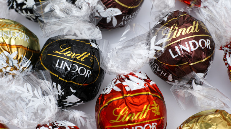 Various wrapped Lindt chocolates