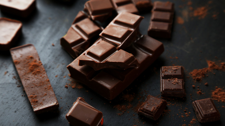 Chocolate bar on table