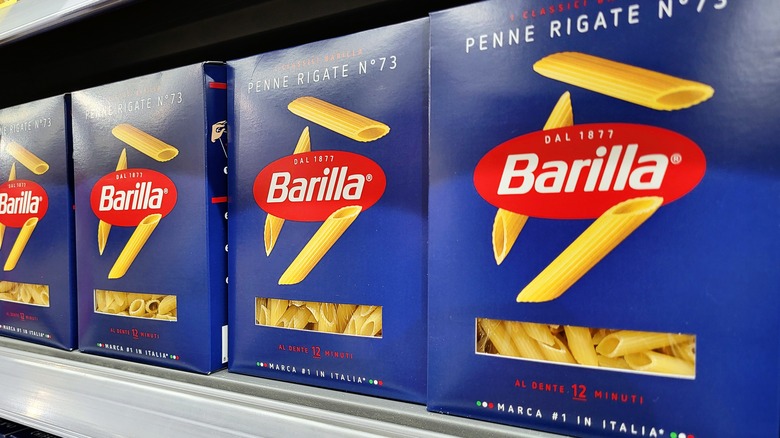 Shelf of Barilla brand pasta